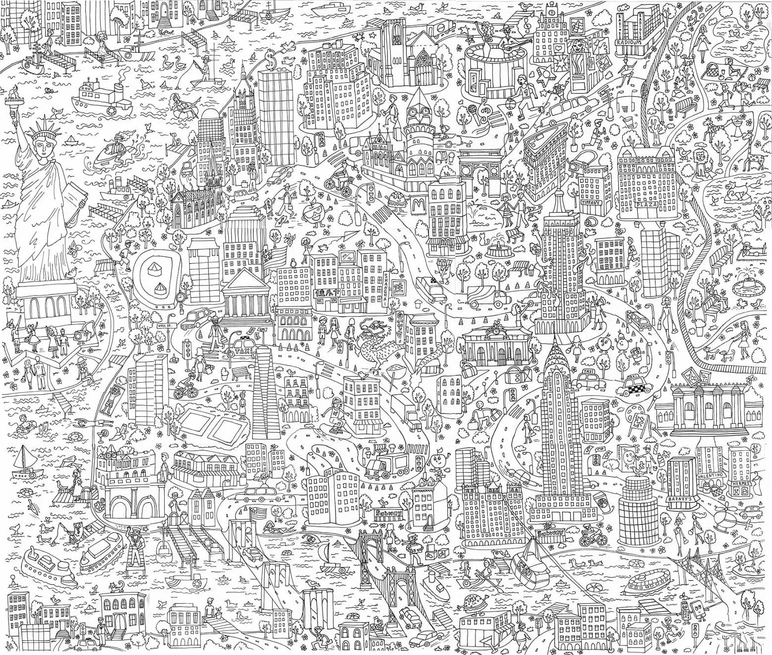 Print New York Giant Poster Coloring Page