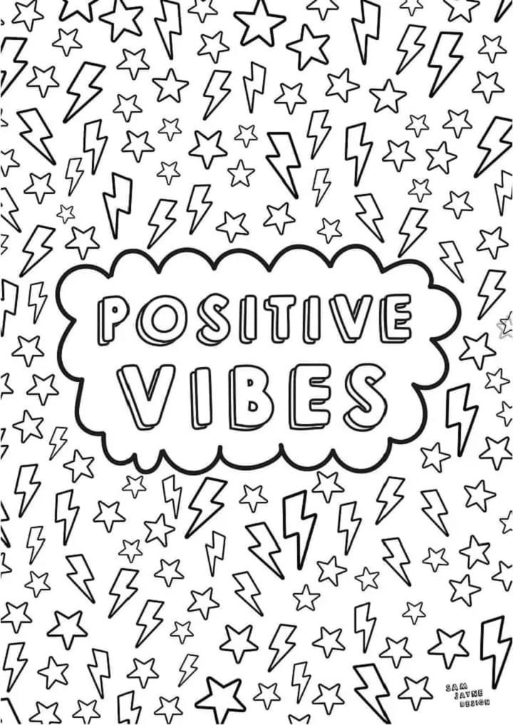 Print Positive Vibes VSCO Girl Coloring Page