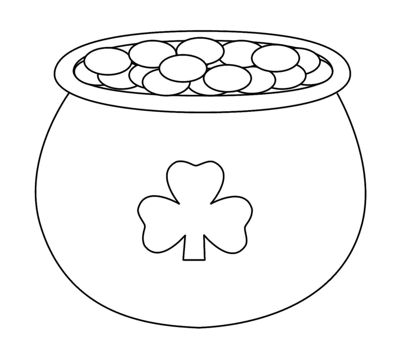 Print Pot of Gold with Shamrock Logo Coloring Page