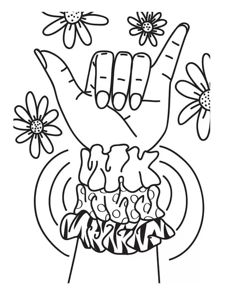 Print Power Flowers VSCO Girl Coloring Page