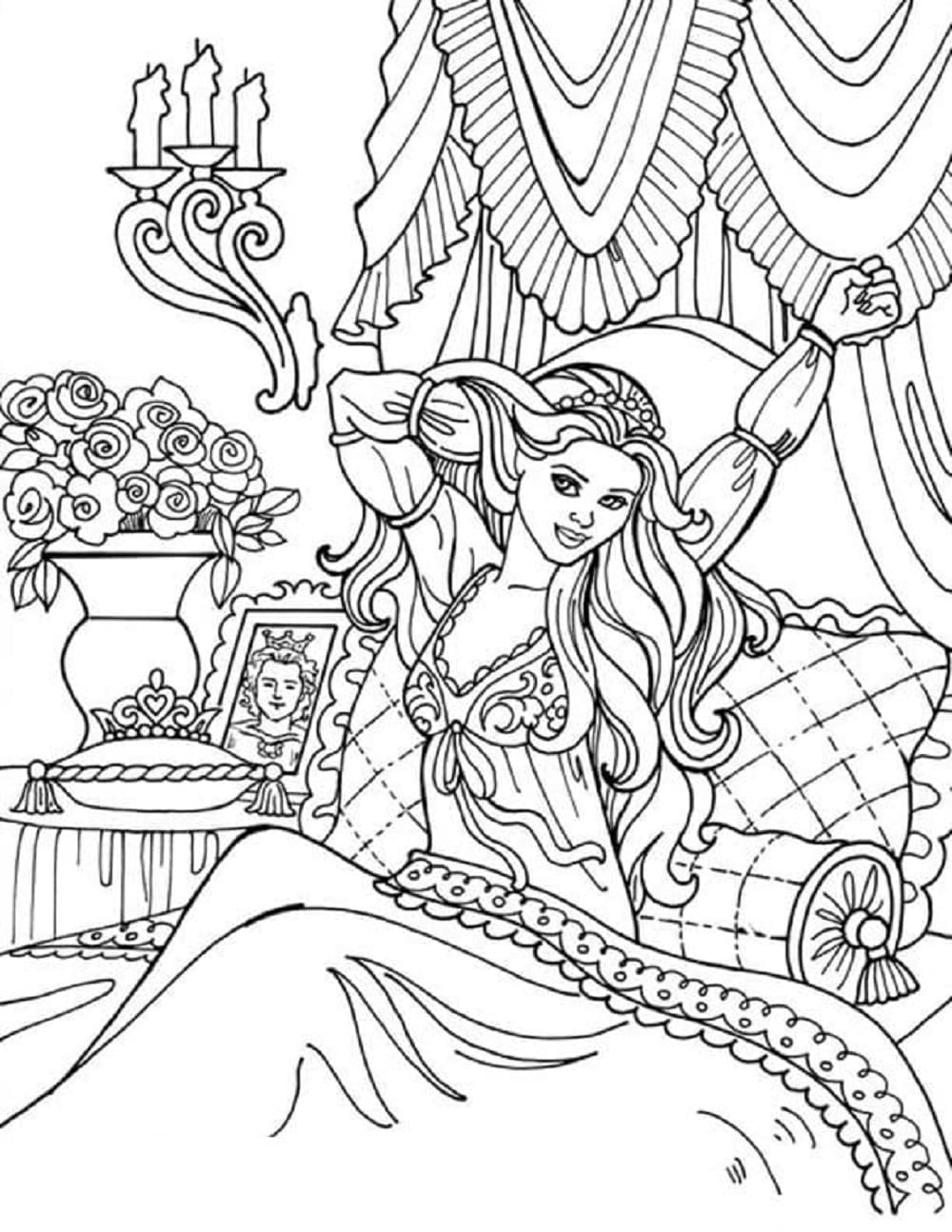 Print Princess Leonora Wakes Up Coloring Page