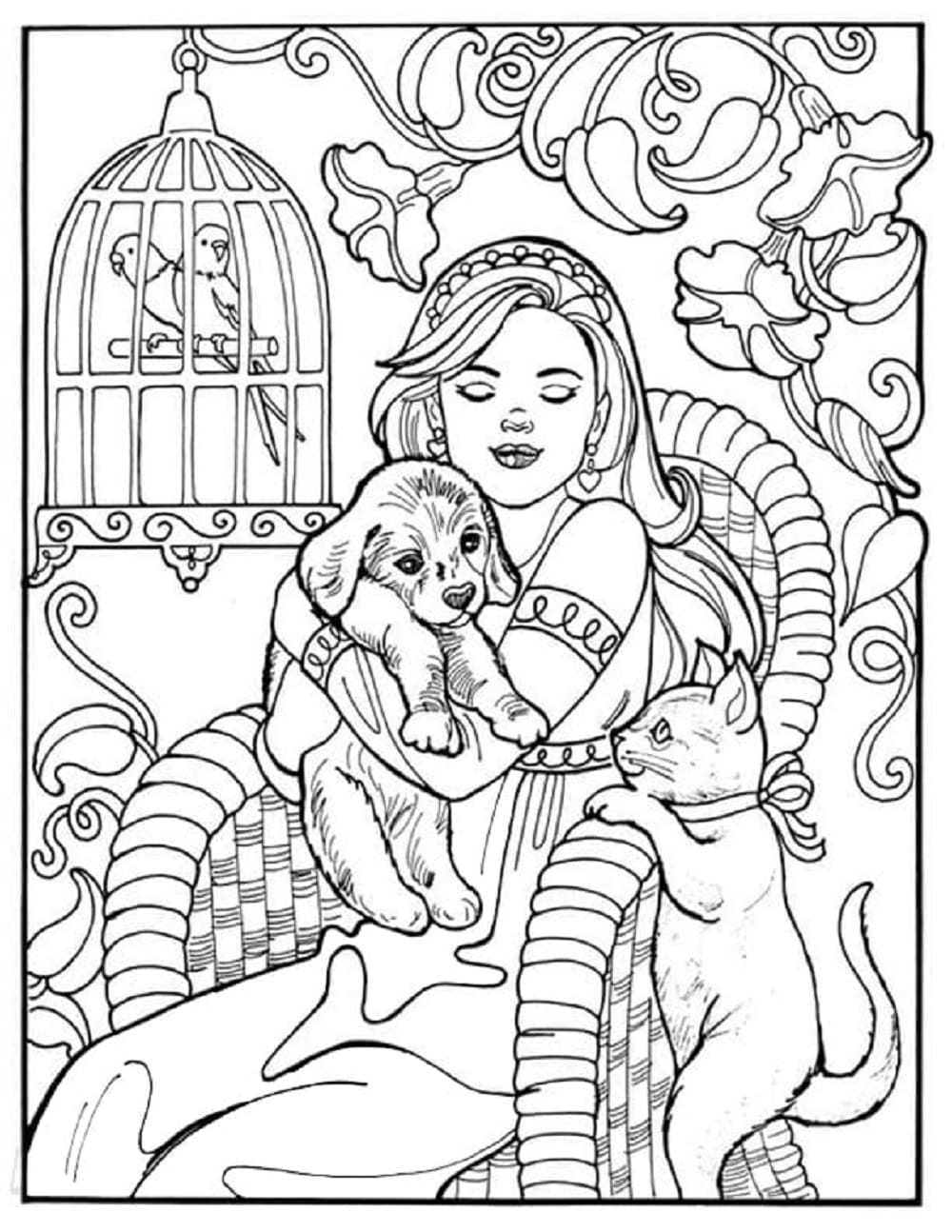 Print Princess Leonora and Pets Coloring Page