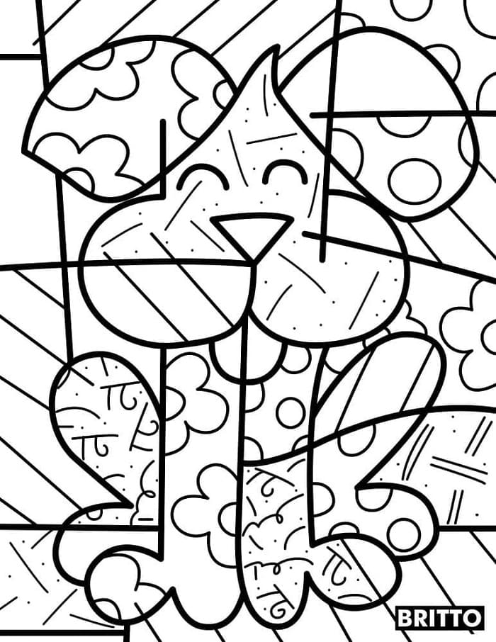 Print Puppy Dog by Romero Britto Coloring Page