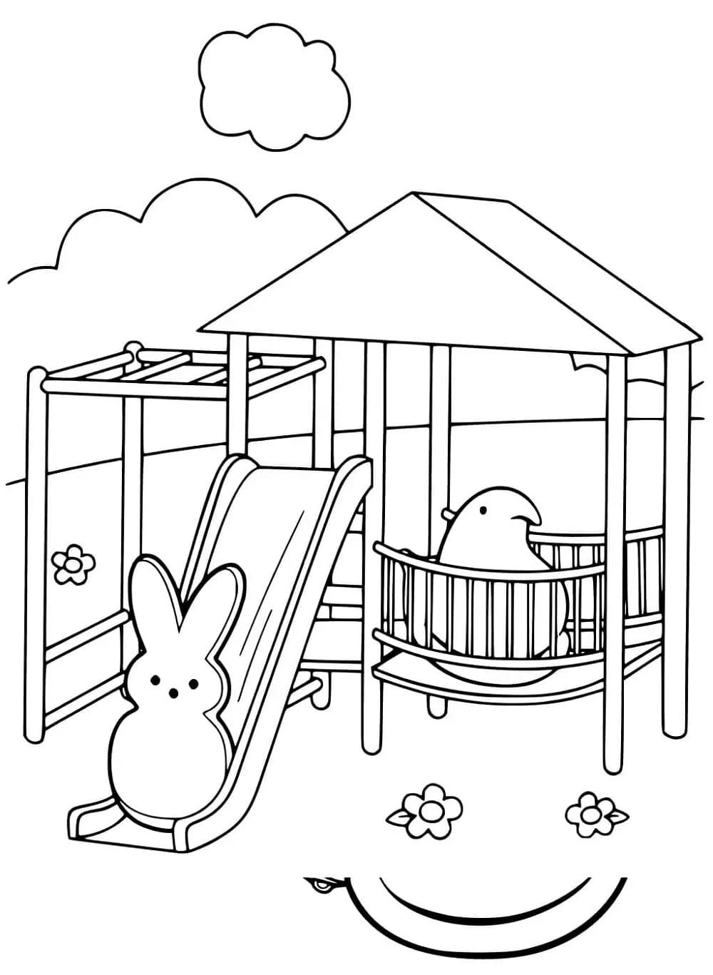 Print Rabbit and Chick Marshmallow Peeps Coloring Pages