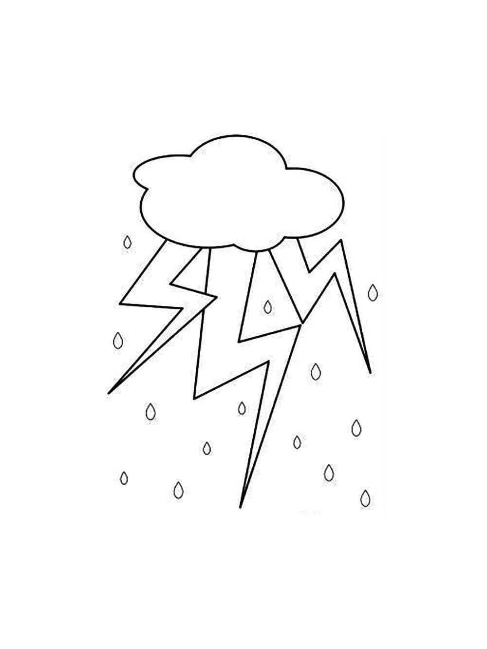 Print Rain Cloud with Thunder and Lightning Coloring Page