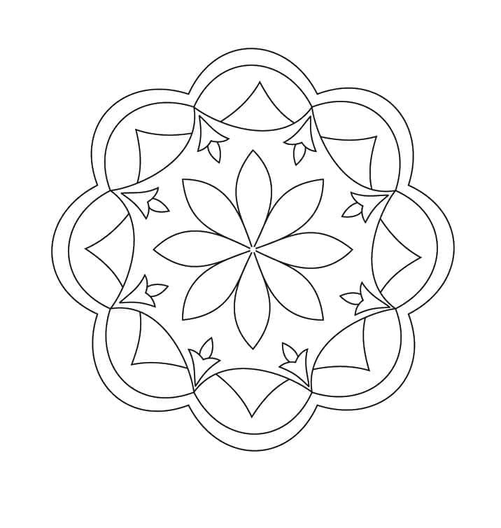 Print Rangoli with Flower Coloring Page