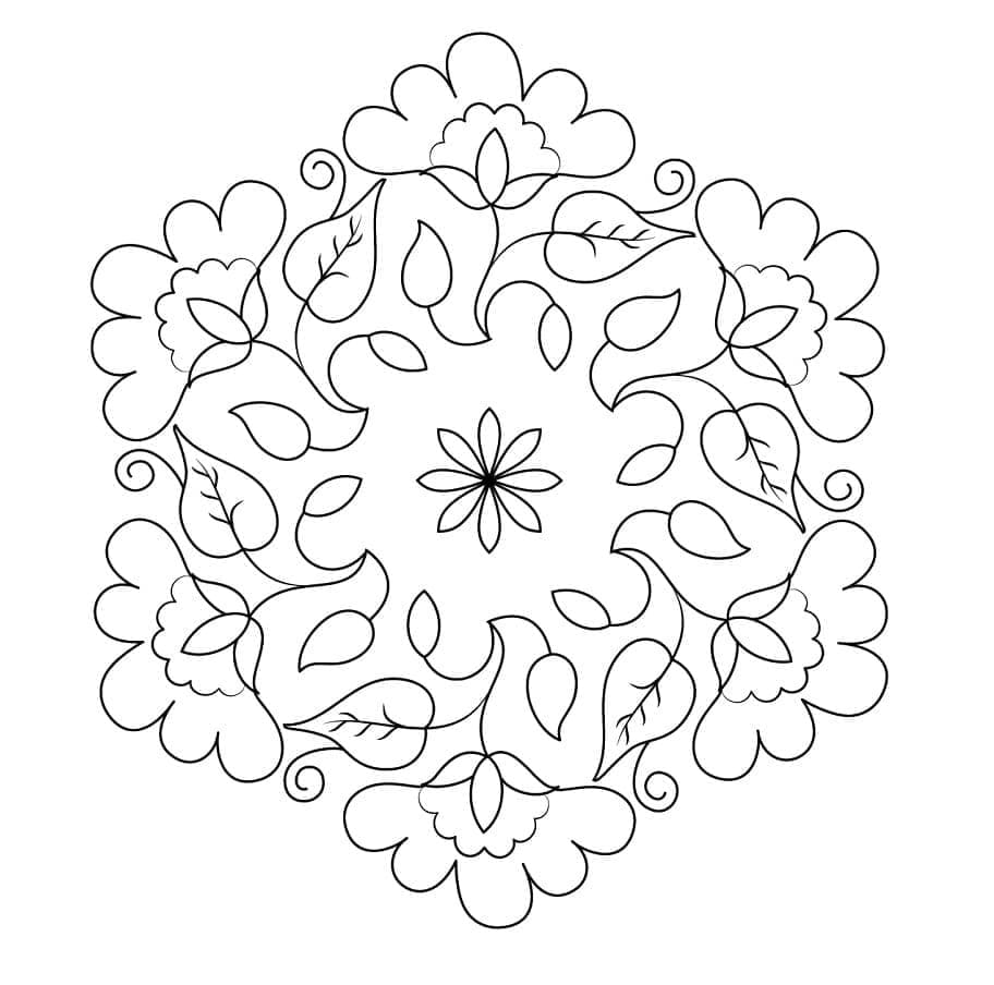 Print Rangoli with Flowers Coloring Page