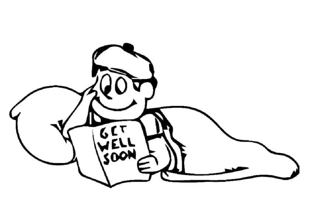 Print Reading Get Well Soon Book Coloring Page