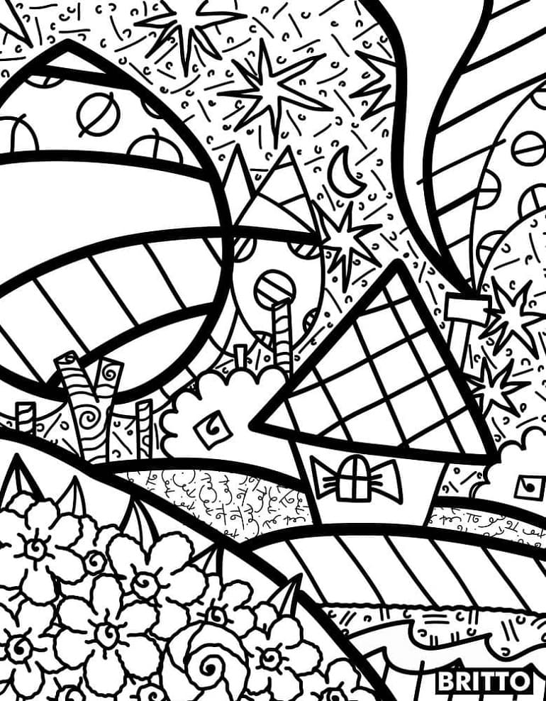 Print Romero Britto Picture Coloring Page