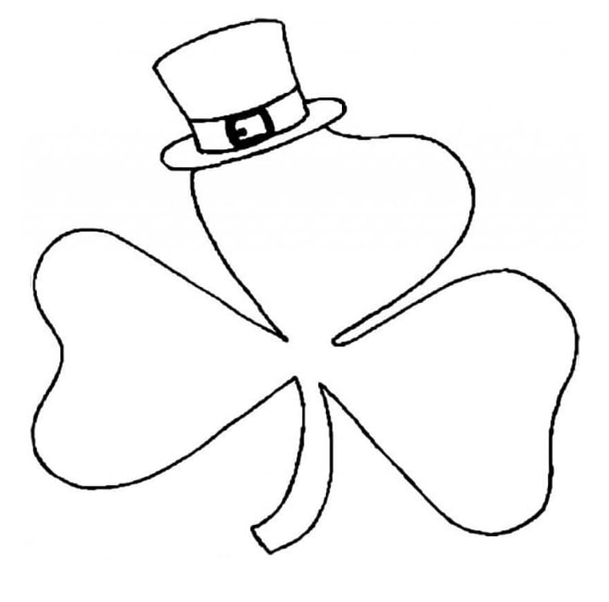 Print Shamrock with Hat Coloring Page