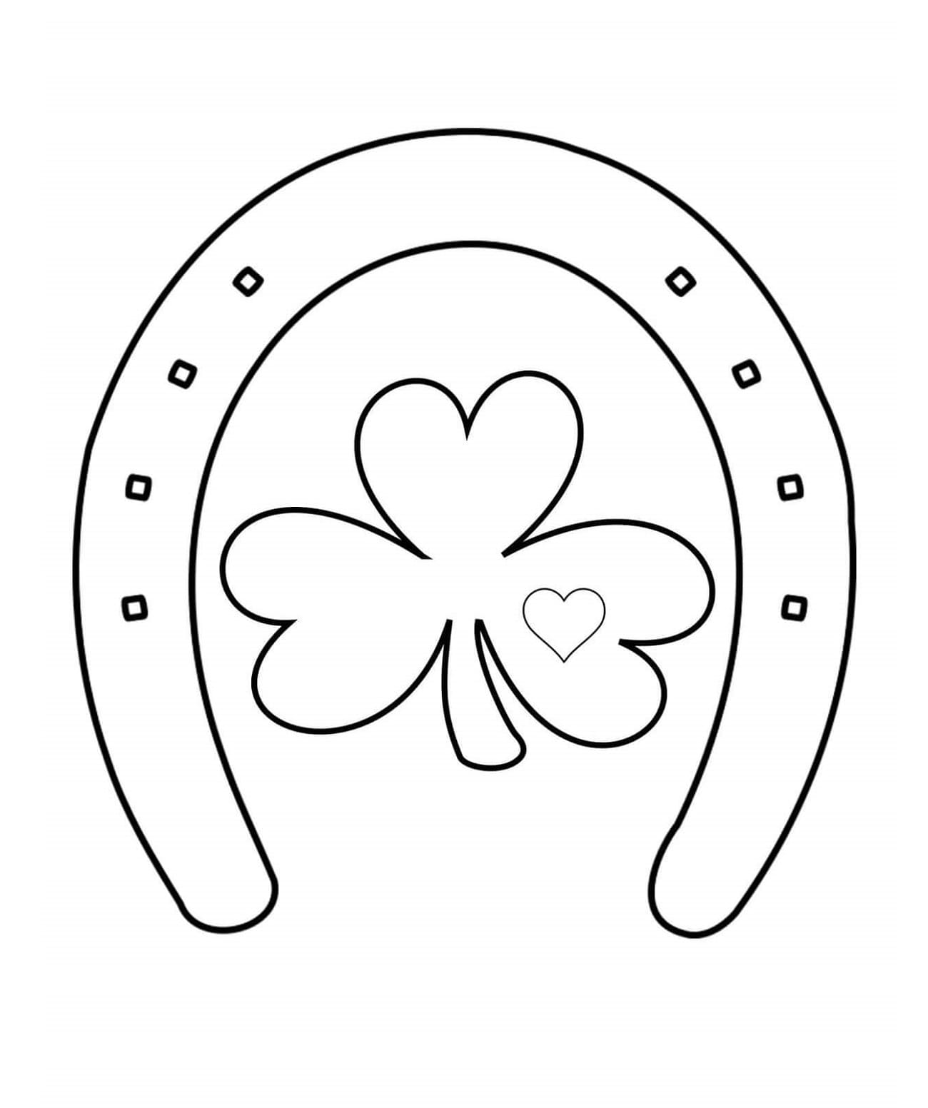 Print Shamrock with Horseshoe Coloring Page