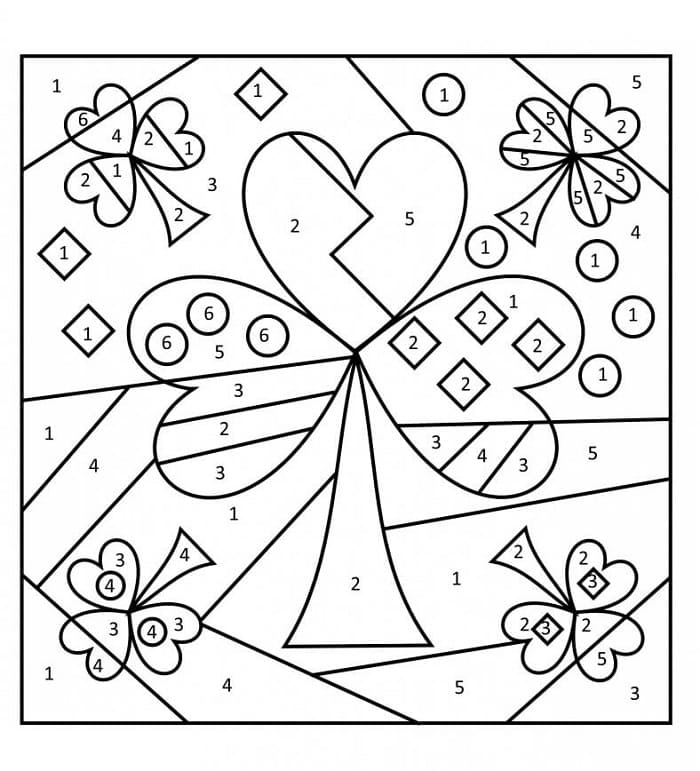 Print Shamrocks Color By Number Coloring Page