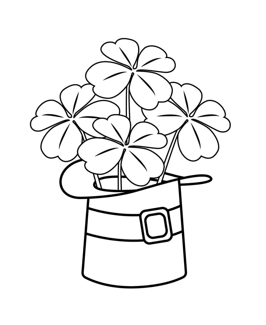 Print Shamrocks in Hat Coloring Page