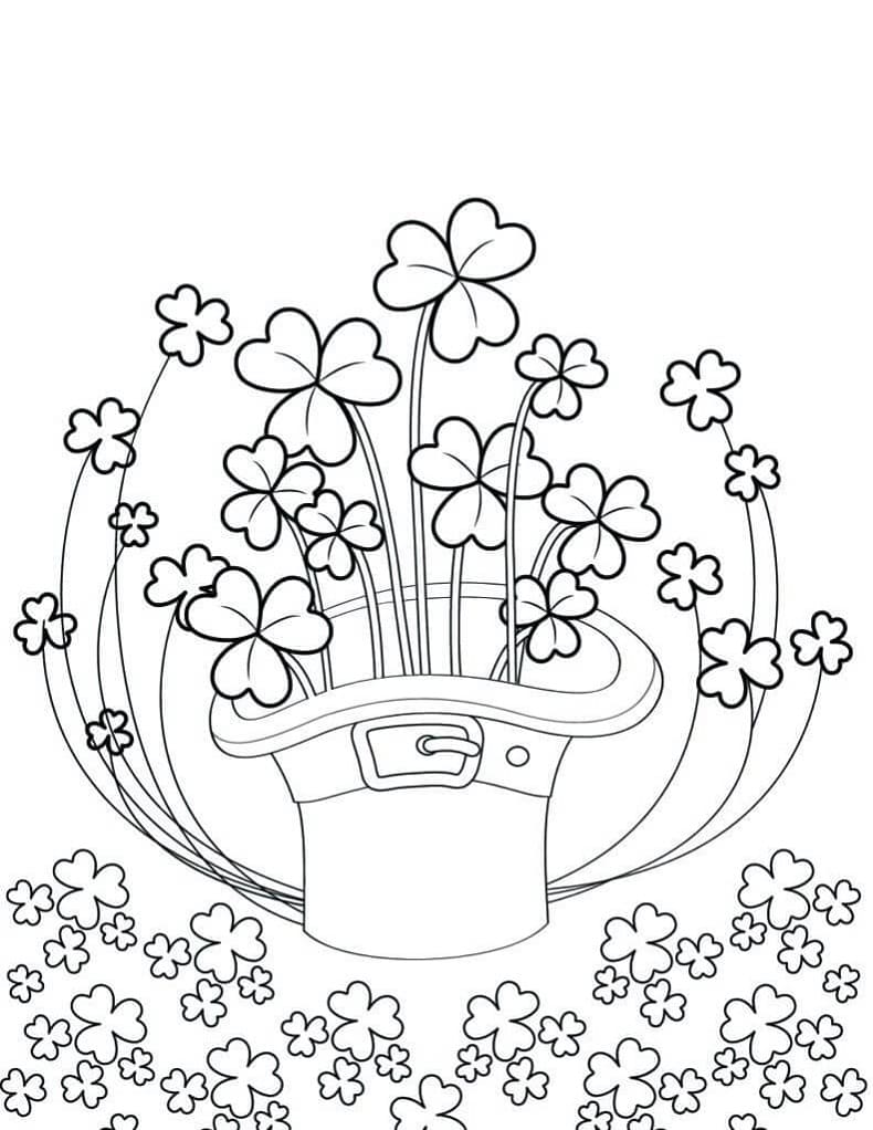 Print Shamrocks in the Hat Coloring Page