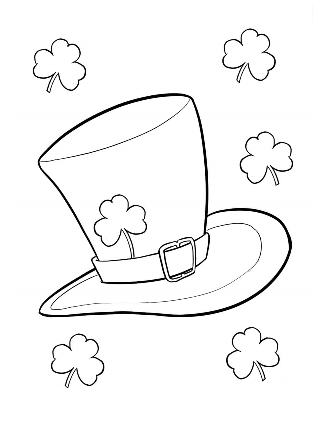 Print Shamrocks with a Hat Coloring Page