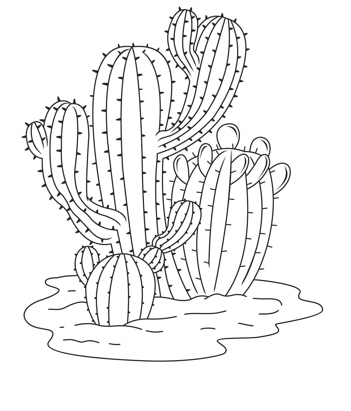 Print Simple Cactus Coloring Page