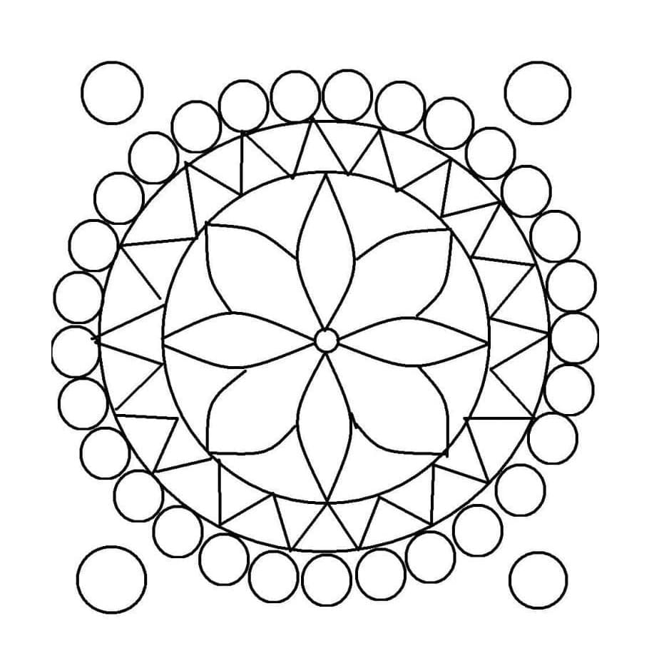 Print Simple Rangoli Design Coloring Page