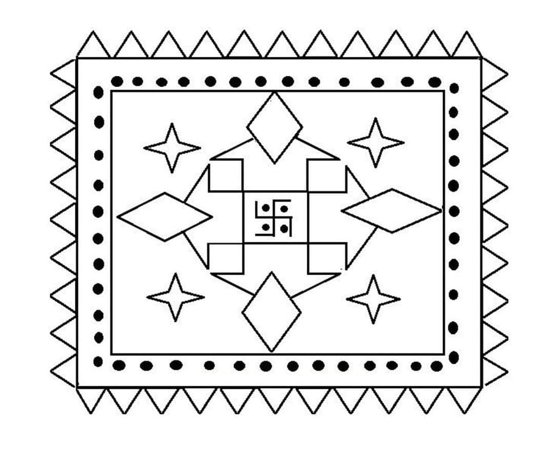 Print Simple Rangoli Picture Coloring Page