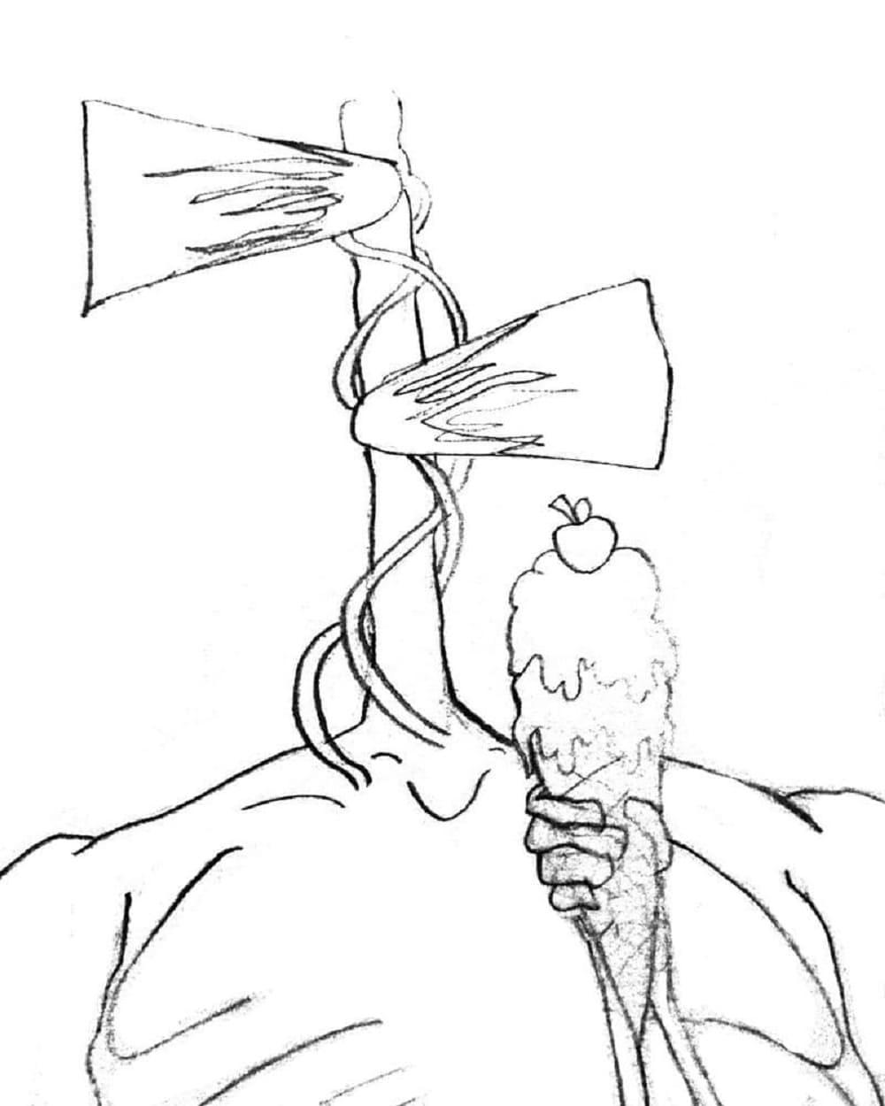 Print Siren Head with Ice Cream Coloring Page