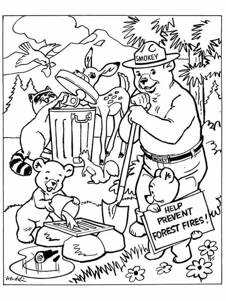 Print Smokey Bear For Free Coloring Page