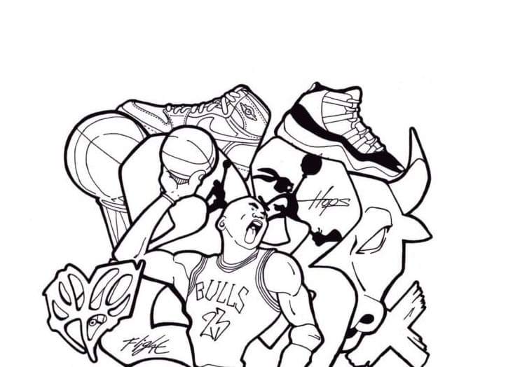 Print Street Art With A Basketball Player Coloring Page