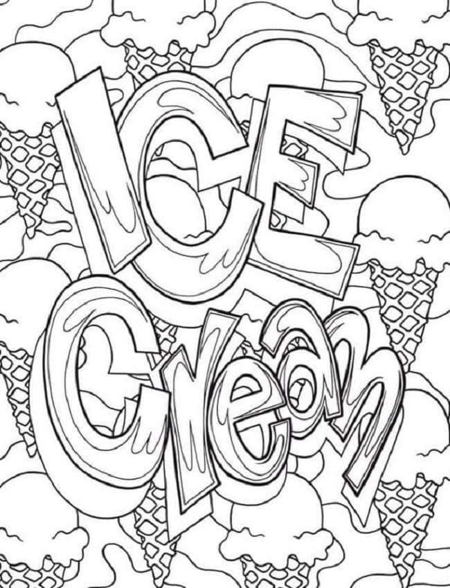 Print Street Art With An Image Of Ice Cream Coloring Page