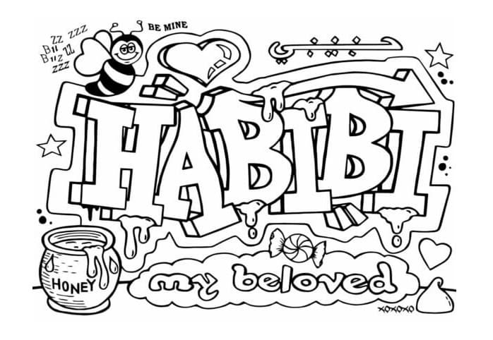 Print Sweet Graffiti With Bees Coloring Page