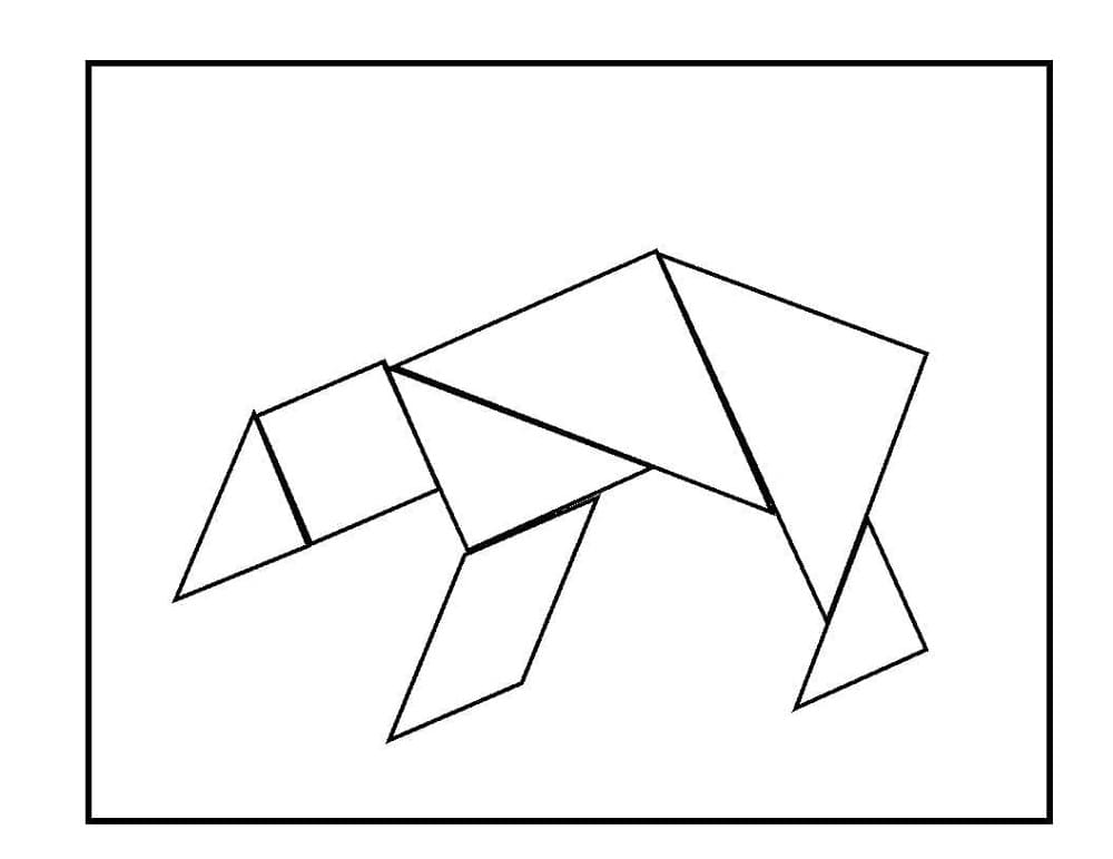 Print Tangram Bear Coloring Page