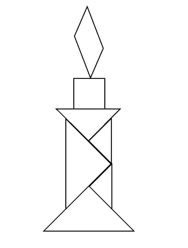 Print Tangram Candle Coloring Page