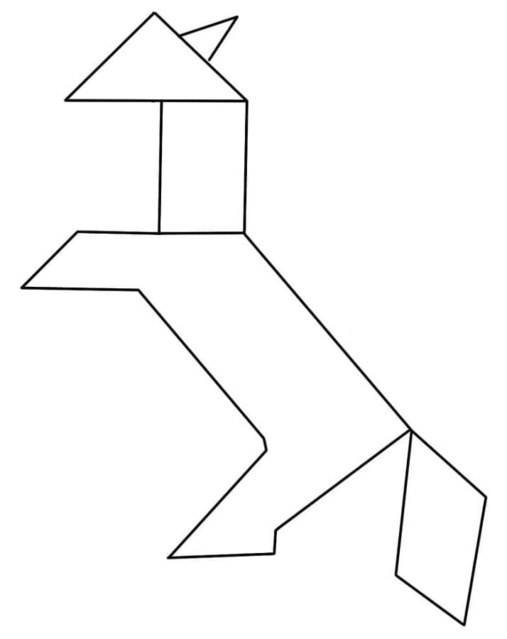 Print Tangram Horse Coloring Page