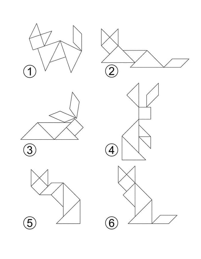 Print Tangrams Animals Coloring Page