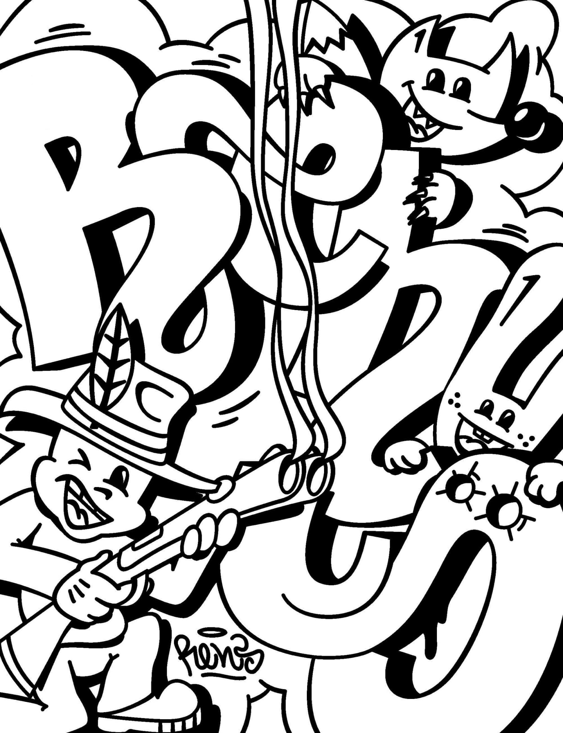 Print There Are Many Styles Of Graffiti Coloring Page