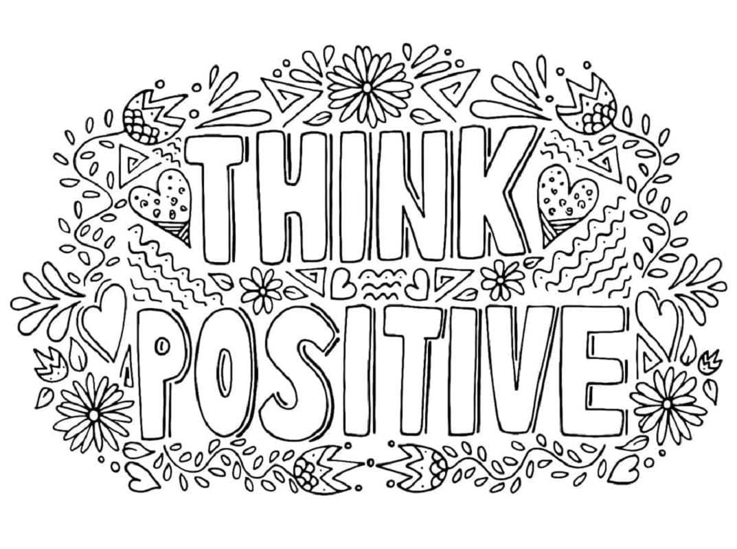 Print Think Positive Coloring Page