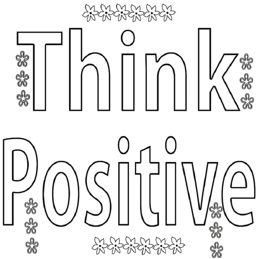 Print Think Positive Image Coloring Page