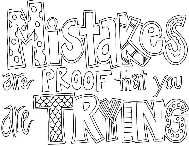 Print Think Positive Quote Doodle Coloring Page