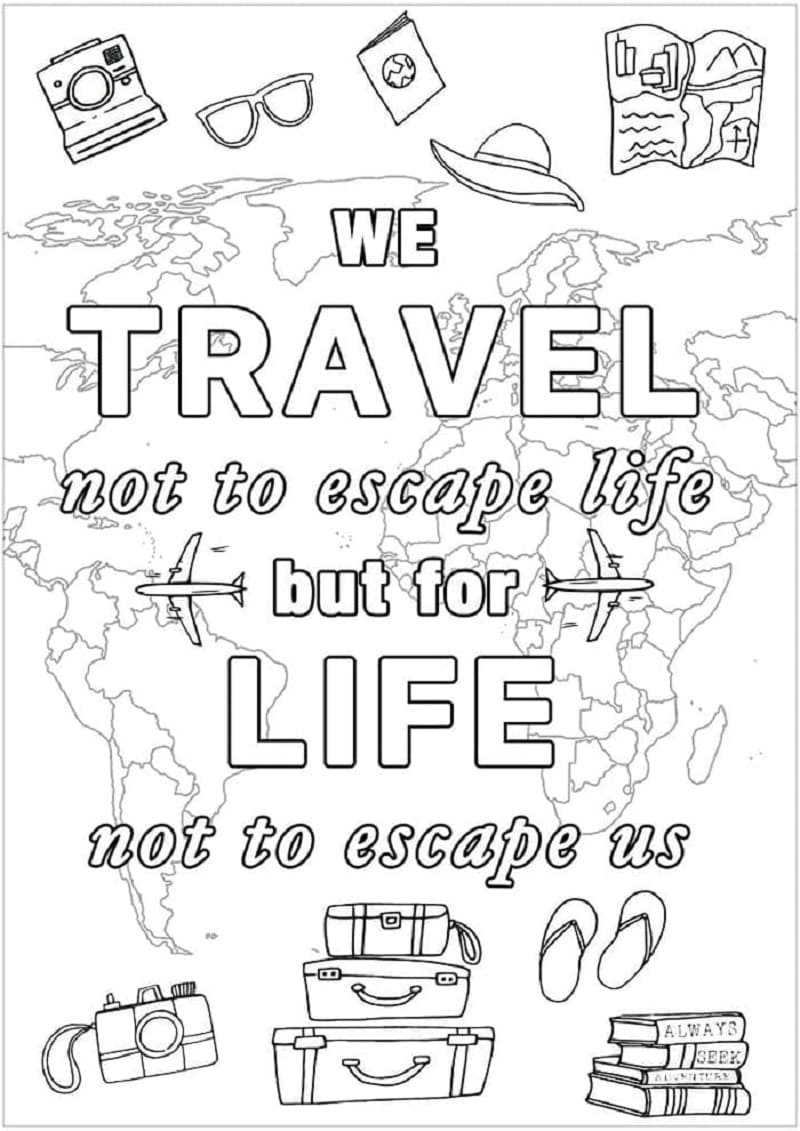 Print Think Positive Quote Image Coloring Page