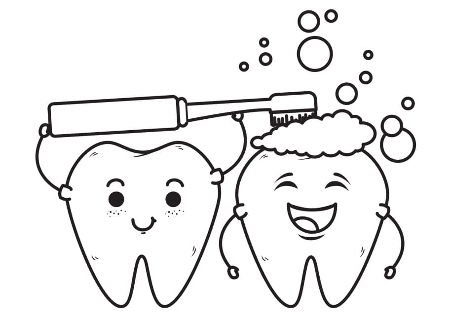 Print Toothbrushing and Dental Health Coloring Page