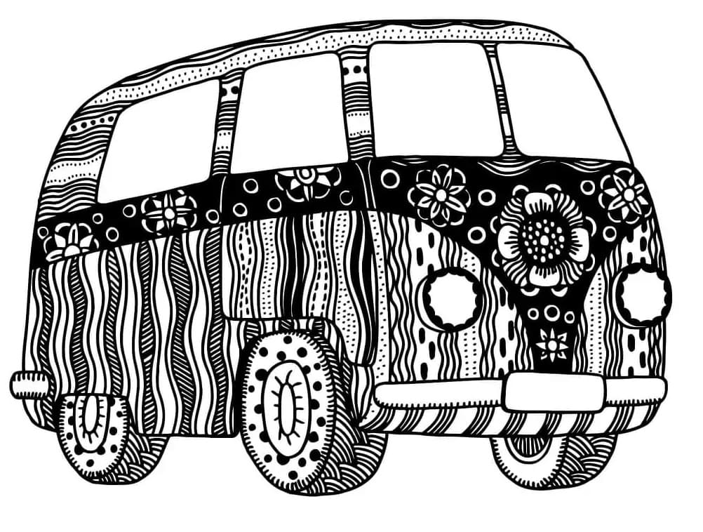 Print Trippy VSCO Girl Road Trip Coloring Page