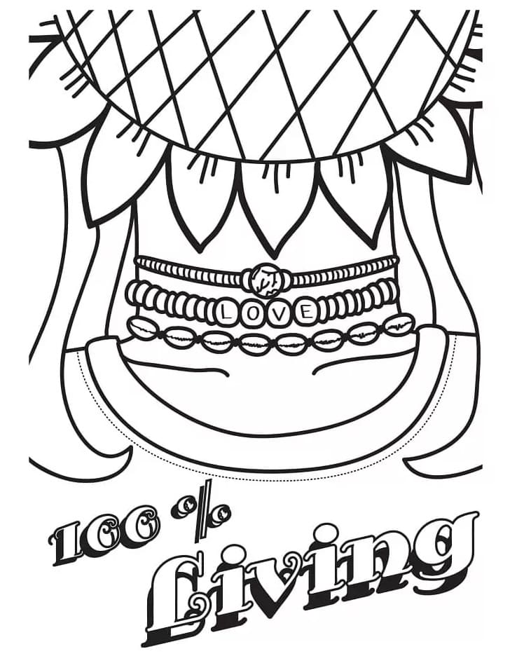 Print VSCO Girl 100 Percent Living Coloring Page