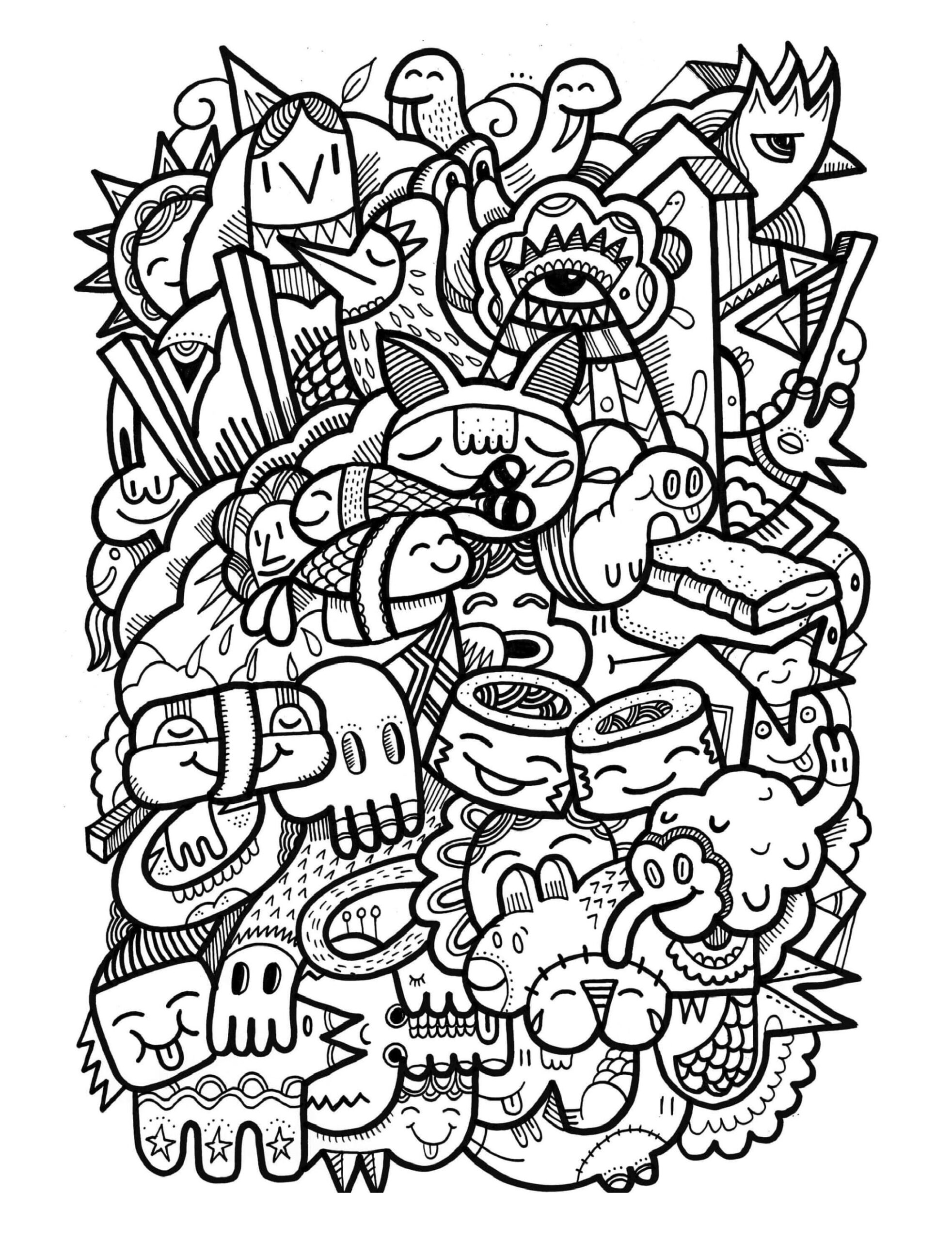 Print Very Complex Graffiti With Many Details Coloring Page