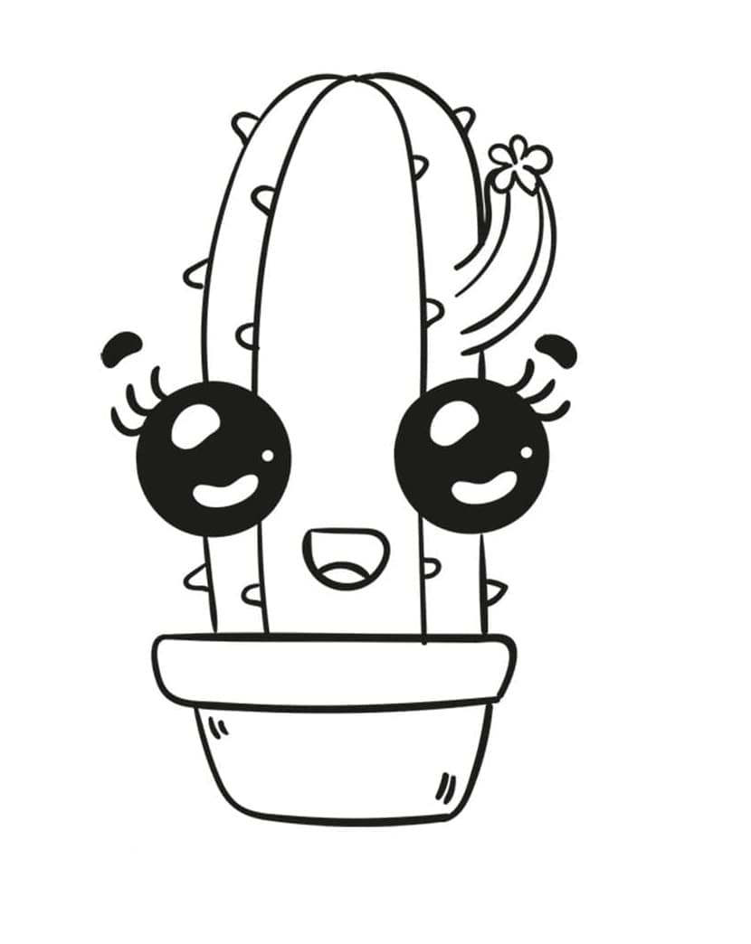 Print Very Cute Cactus Coloring Page