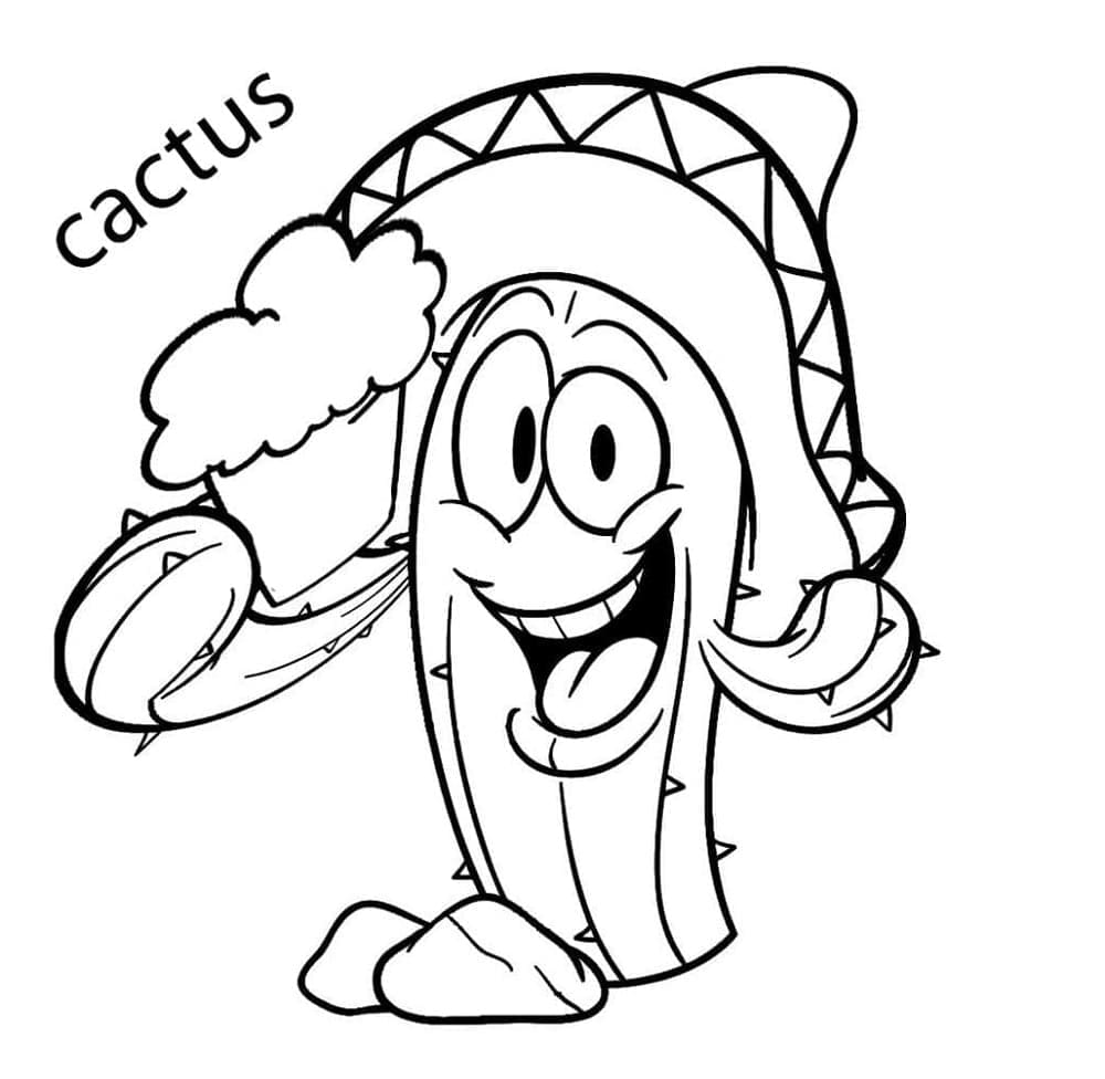 Print Very Funny Cactus Coloring Page