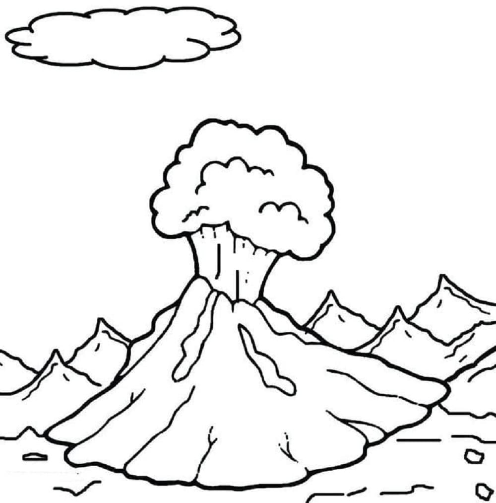 Print Volcano Coloring Page