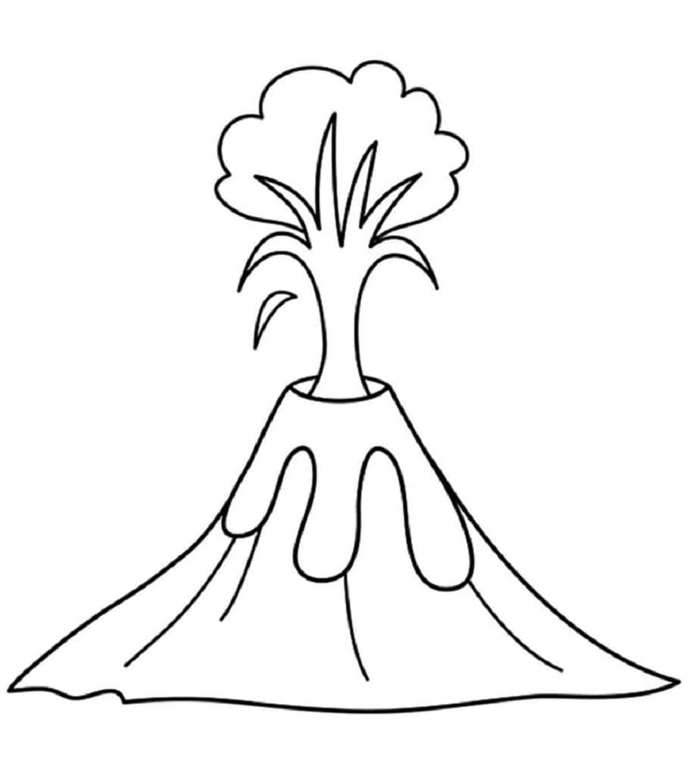 Print Volcano Free Coloring Page