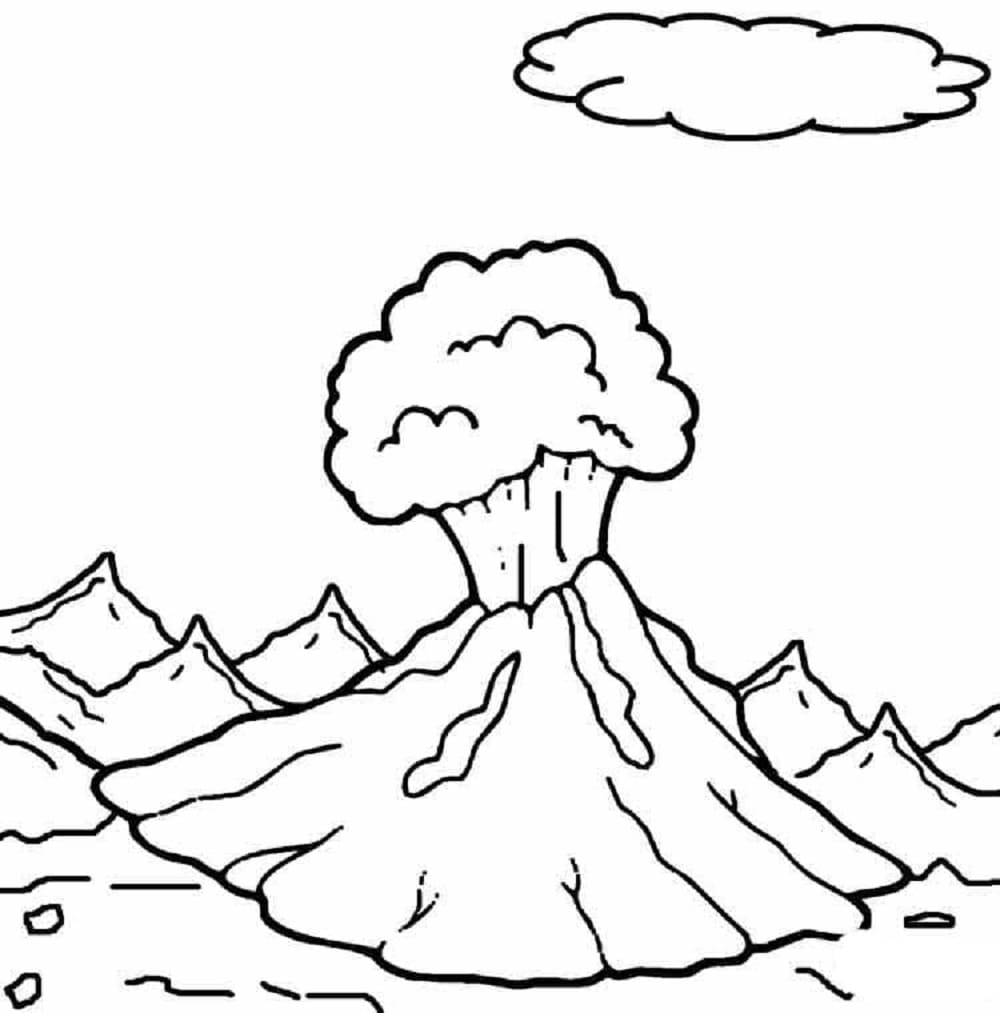 Print Volcano Image Coloring Page