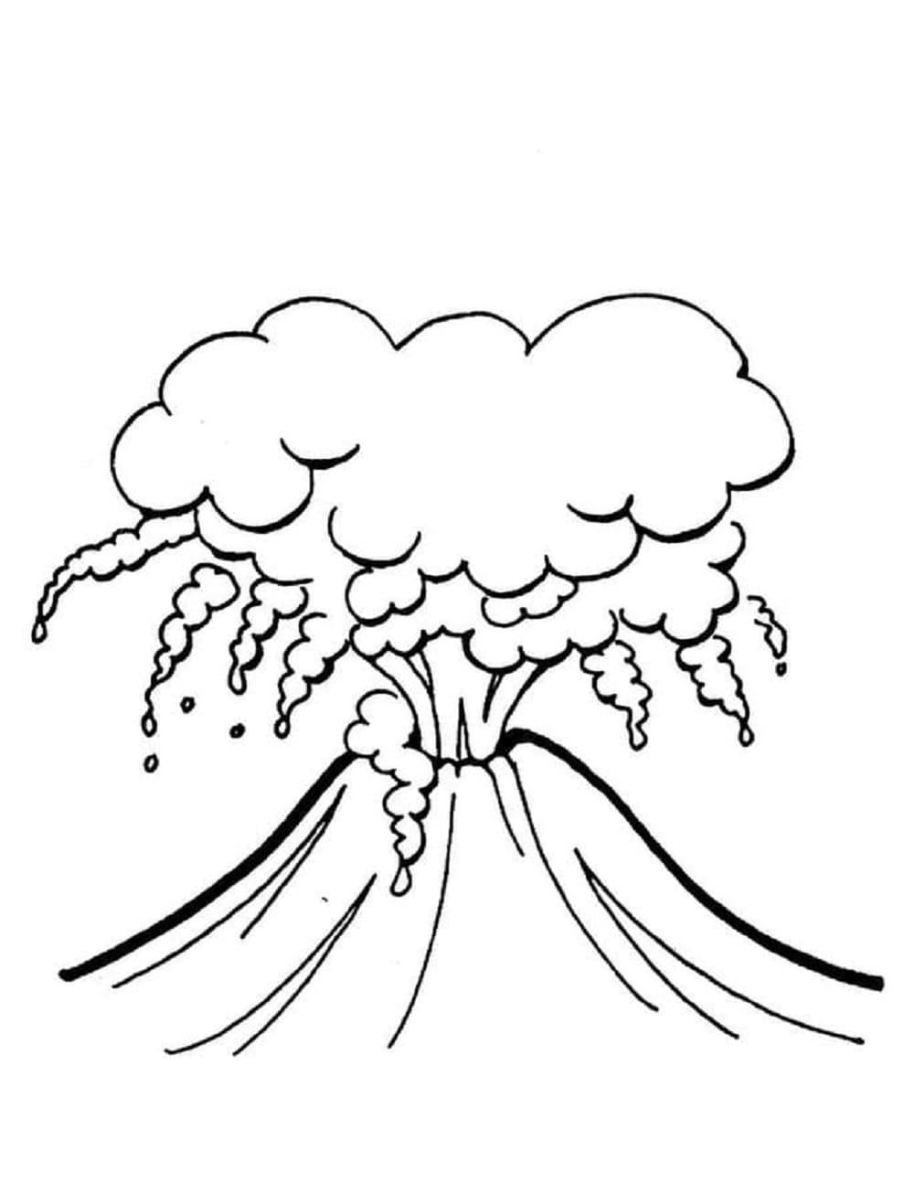 Print Volcano Image Outline Coloring Page