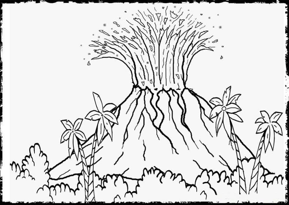 Print Volcano JPG Coloring Page