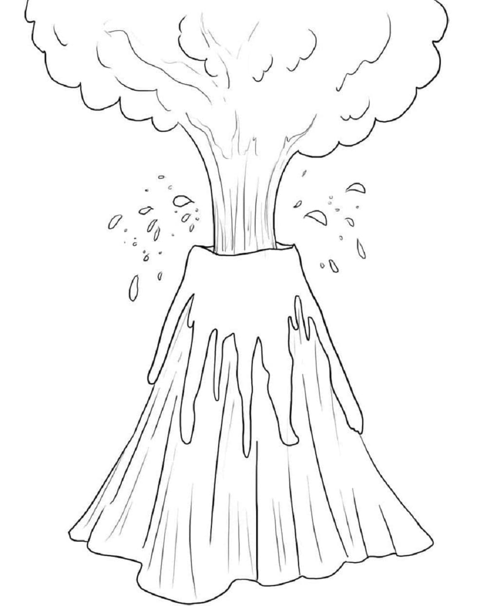 Print Volcano for Kids Coloring Page