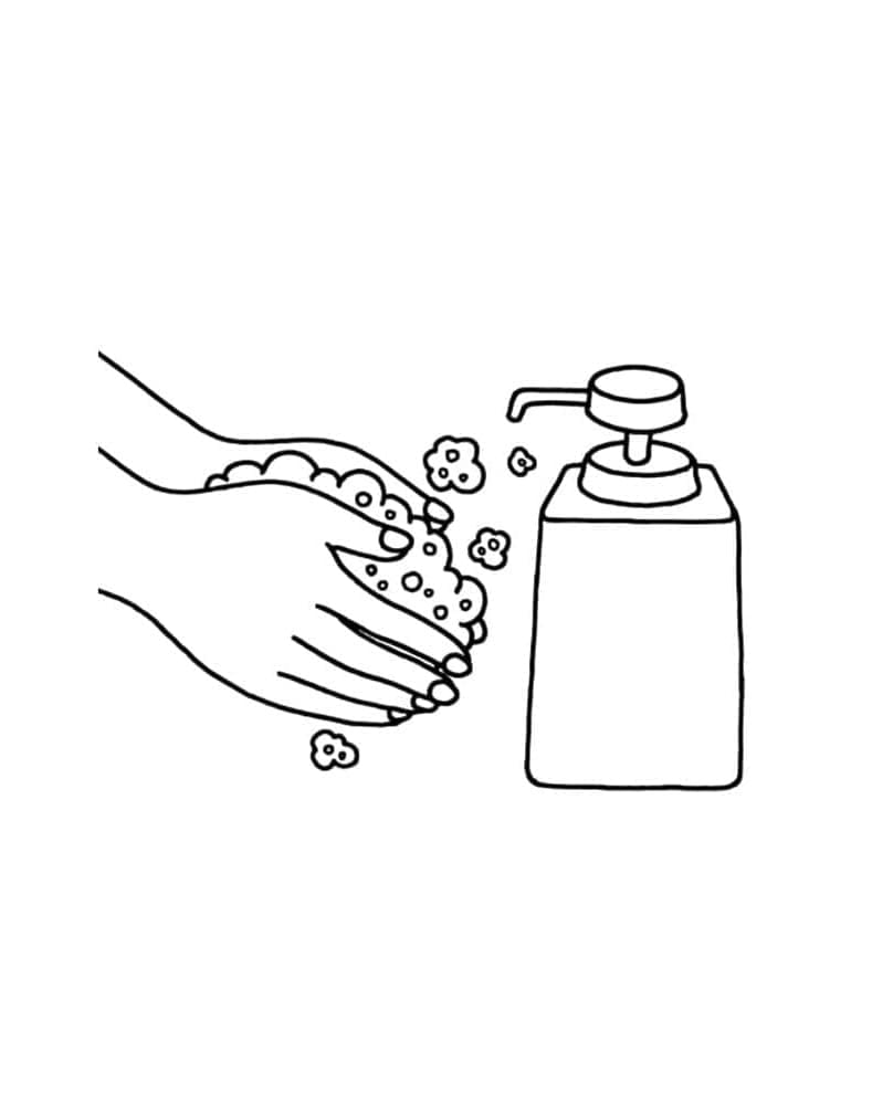 Print Washing Hand with Soap Coloring Page