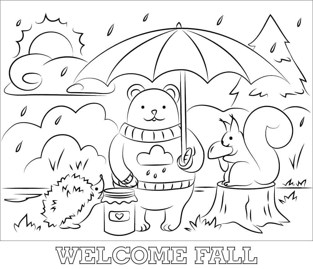 Print Welcome Fall For Adult Coloring Page